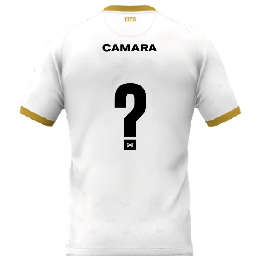 Danxen Enfant Maillot Yaya Camara #0 Blanc Doré Tenues Extérieur 2025/26 T-Shirt