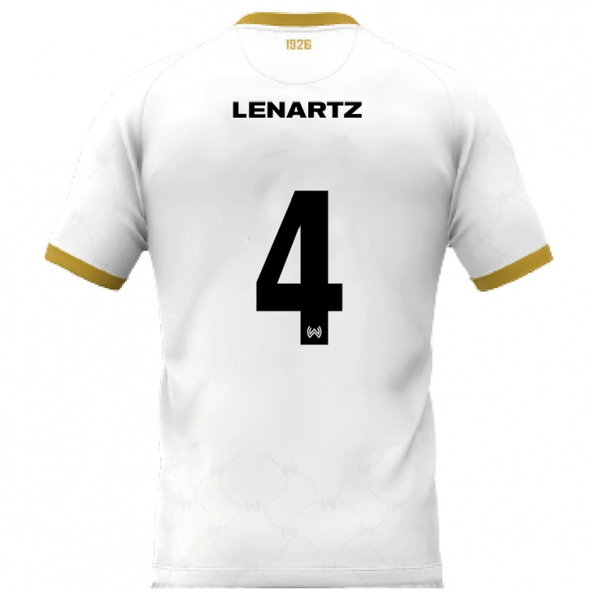 Danxen Enfant Maillot Oskar Lenartz #4 Blanc Doré Tenues Extérieur 2025/26 T-Shirt