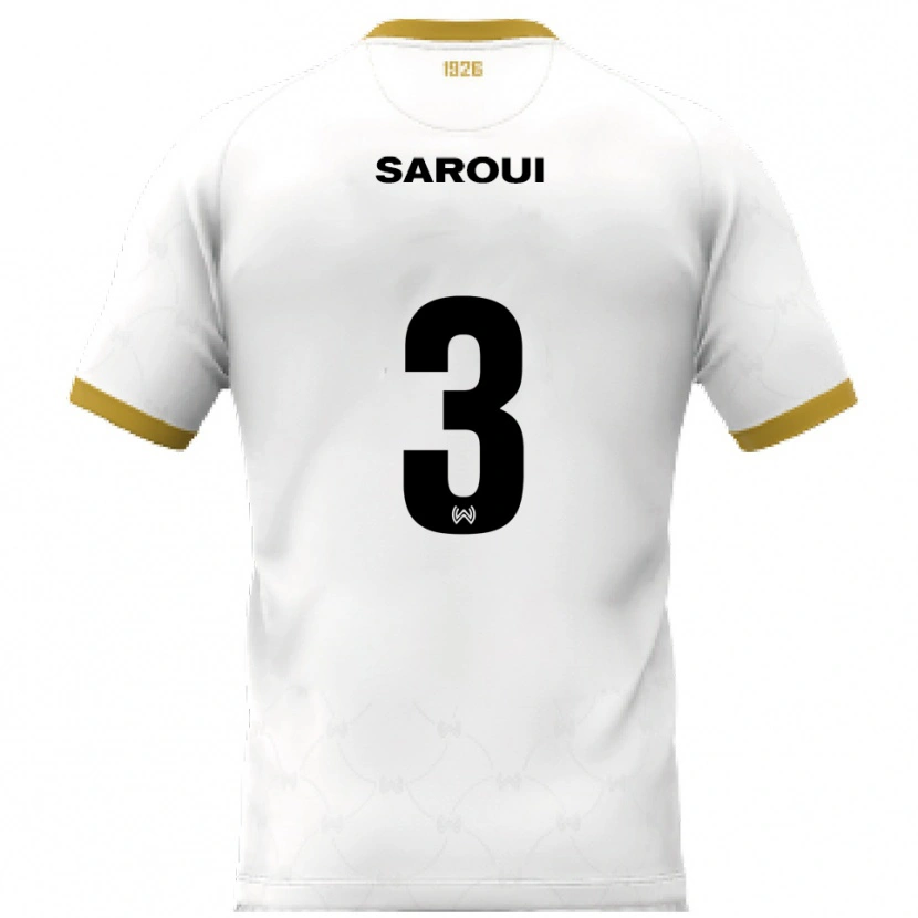 Danxen Enfant Maillot Amin Saroui #3 Blanc Doré Tenues Extérieur 2025/26 T-Shirt