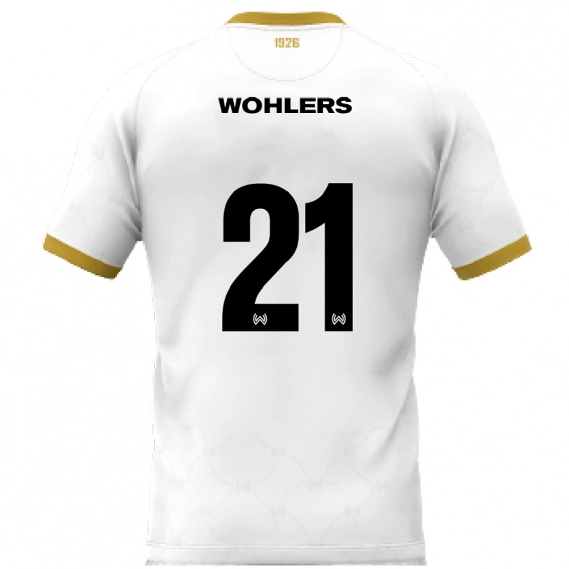 Danxen Enfant Maillot Ole Wohlers #21 Blanc Doré Tenues Extérieur 2025/26 T-Shirt