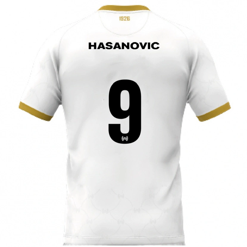Danxen Enfant Maillot Karim Hasanovic #9 Blanc Doré Tenues Extérieur 2025/26 T-Shirt