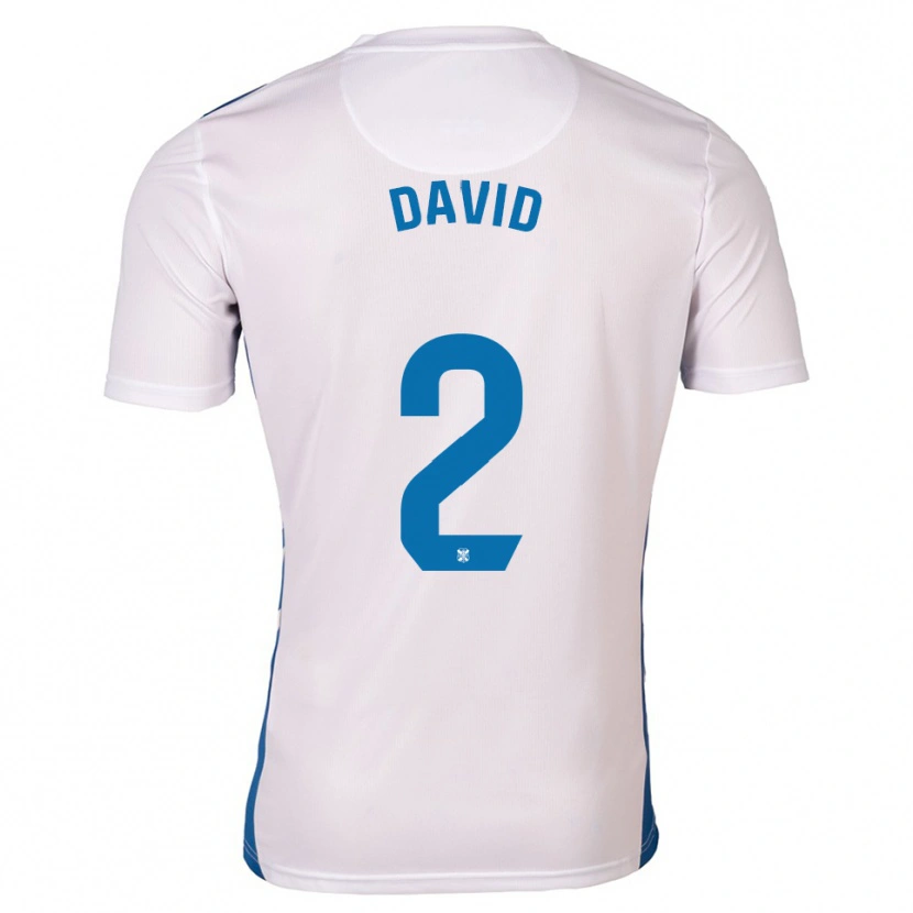 Danxen Homme Maillot David Rodríguez #2 Blanc Bleu Tenues Domicile 2025/26 T-Shirt