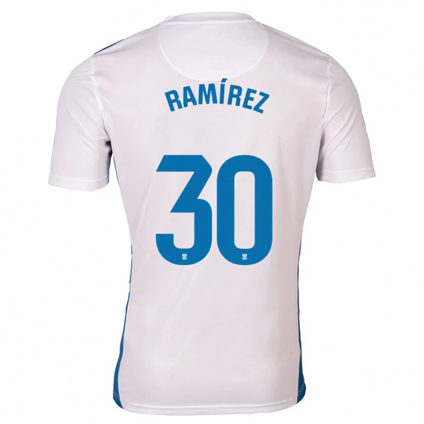 Danxen Homme Maillot Álex Ramírez #30 Blanc Bleu Tenues Domicile 2025/26 T-Shirt