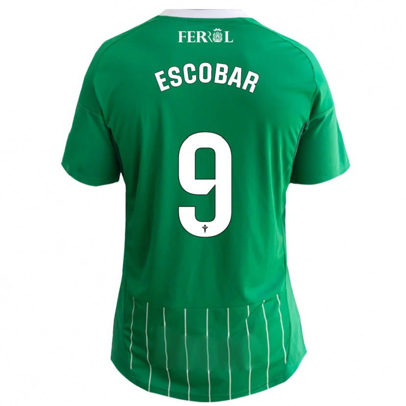 Danxen Homme Maillot Antón Escobar #9 Vert Blanc Tenues Domicile 2025/26 T-Shirt
