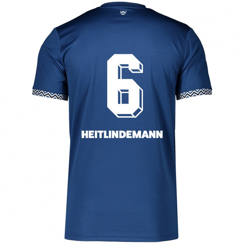 Danxen Homme Maillot Leonie Heitlindemann #6 Marine Blanc Tenues Domicile 2025/26 T-Shirt