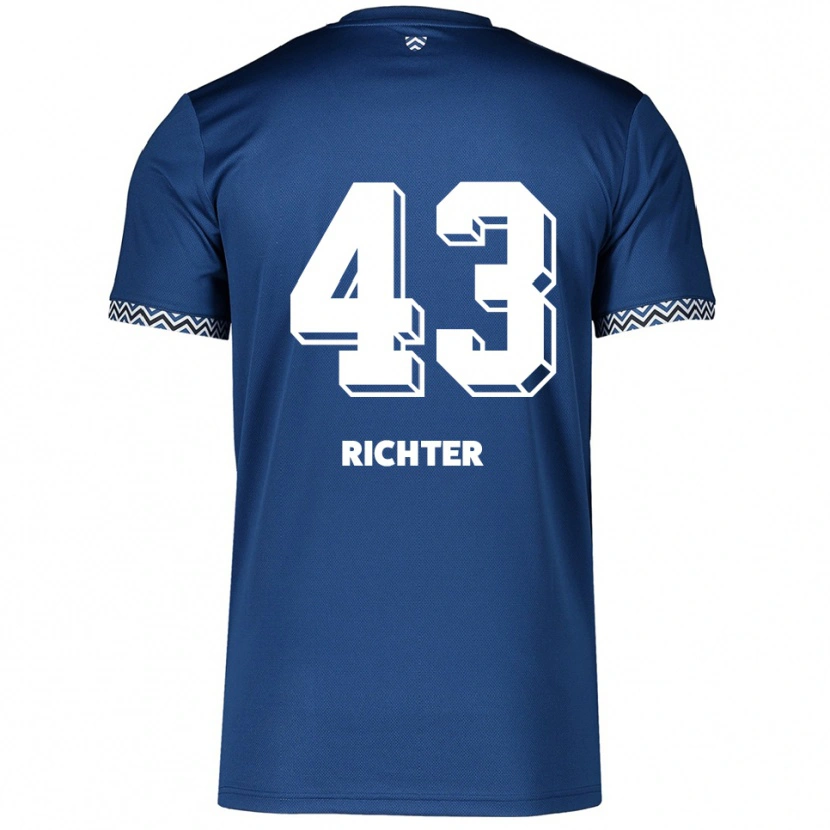 Danxen Homme Maillot Daniel Richter #43 Marine Blanc Tenues Domicile 2025/26 T-Shirt