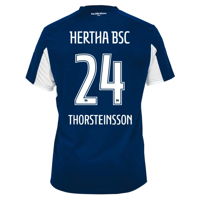 Danxen Homme Maillot Jón Dagur Thorsteinsson #24 Blanc Bleu Tenues Domicile 2025/26 T-Shirt