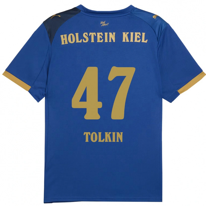Danxen Homme Maillot John Tolkin #47 Bleu Doré Tenues Domicile 2025/26 T-Shirt