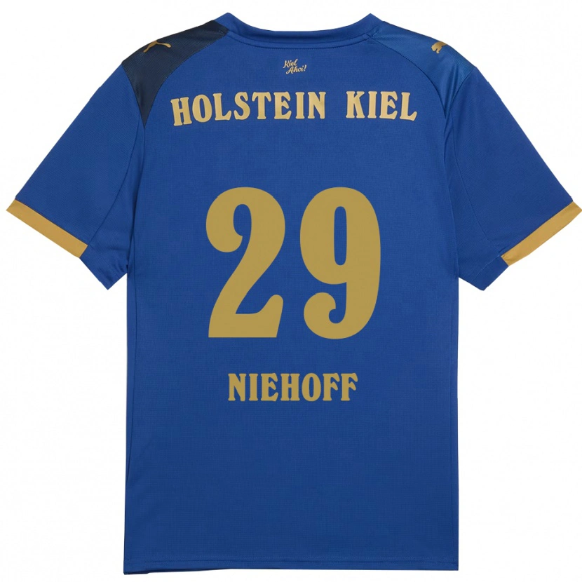 Danxen Homme Maillot Niklas Niehoff #29 Bleu Doré Tenues Domicile 2025/26 T-Shirt