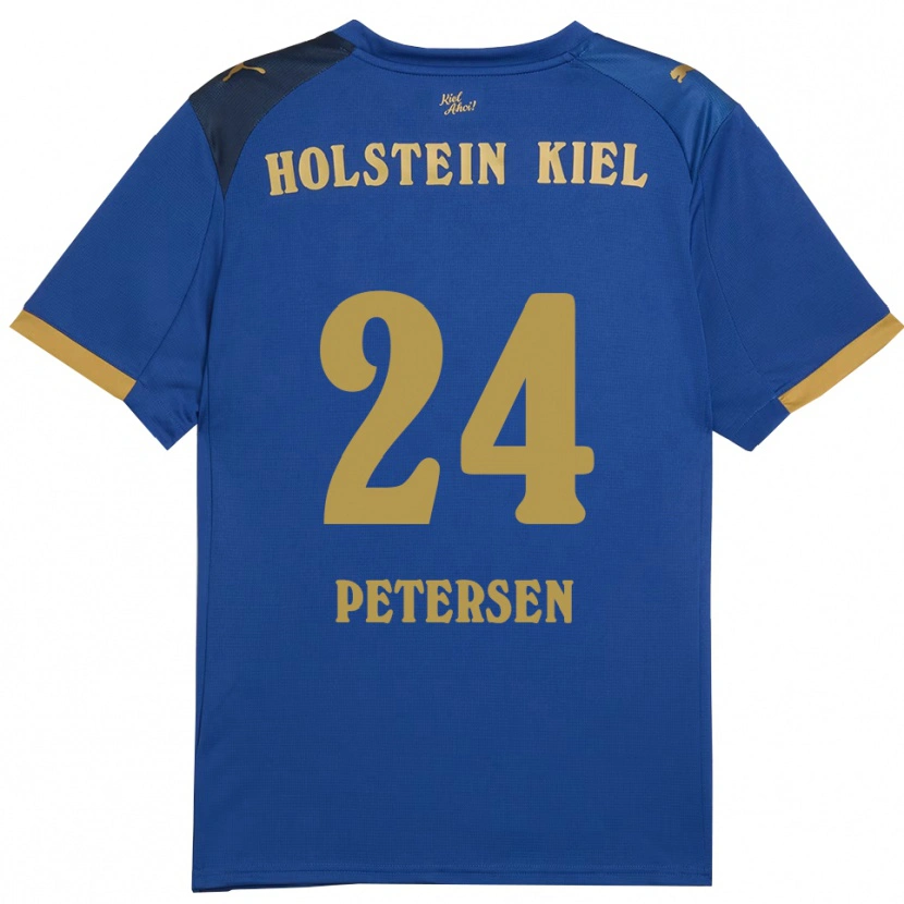 Danxen Homme Maillot Malte Petersen #24 Bleu Doré Tenues Domicile 2025/26 T-Shirt