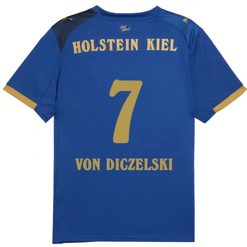 Danxen Homme Maillot Jannes Von Diczelski #7 Bleu Doré Tenues Domicile 2025/26 T-Shirt