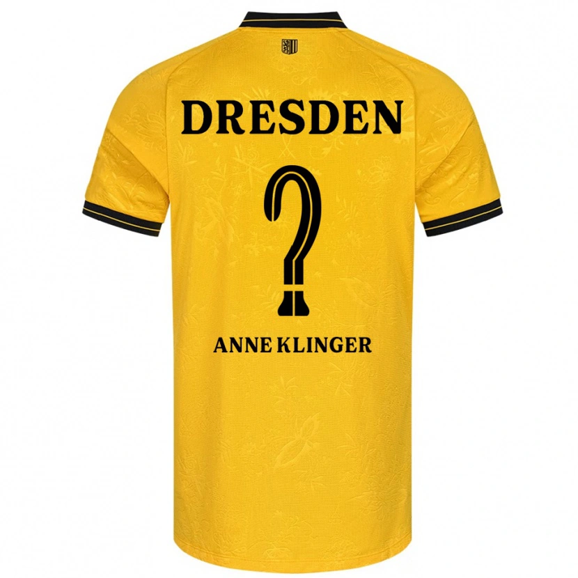 Danxen Homme Maillot Jo Anne Klinger #0 Jaune Noir Tenues Domicile 2025/26 T-Shirt