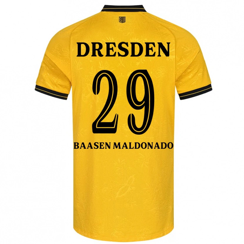 Danxen Homme Maillot Luis Baasen Maldonado #29 Jaune Noir Tenues Domicile 2025/26 T-Shirt