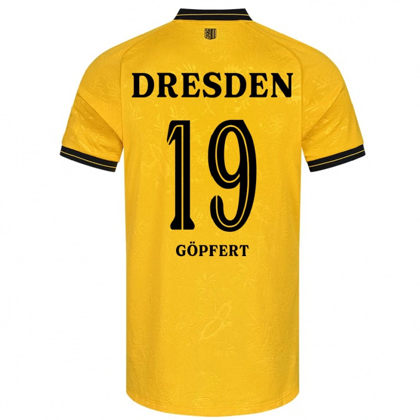 Danxen Homme Maillot Fabius-Leander Göpfert #19 Jaune Noir Tenues Domicile 2025/26 T-Shirt