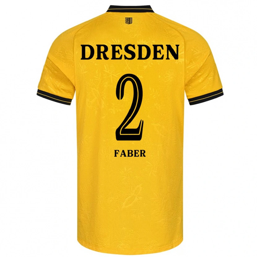 Danxen Homme Maillot Konrad Faber #2 Jaune Noir Tenues Domicile 2025/26 T-Shirt
