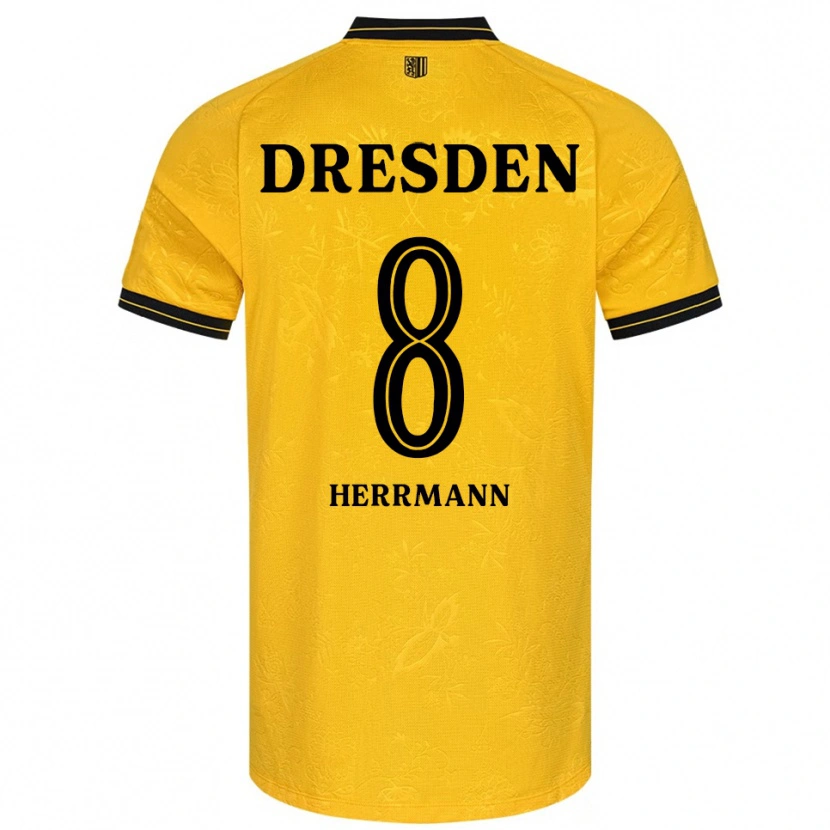 Danxen Homme Maillot Luca Herrmann #8 Jaune Noir Tenues Domicile 2025/26 T-Shirt