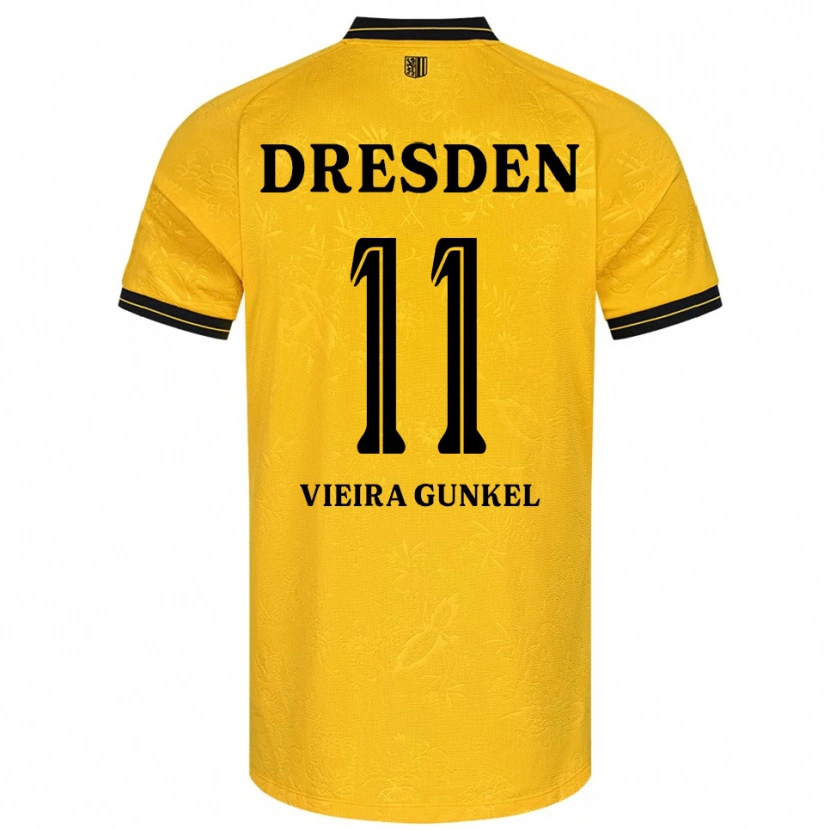 Danxen Homme Maillot Joel Vieira Gunkel #11 Jaune Noir Tenues Domicile 2025/26 T-Shirt