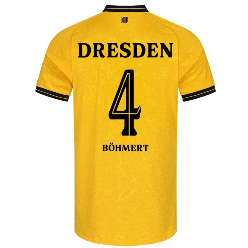 Danxen Homme Maillot Jonas Böhmert #4 Jaune Noir Tenues Domicile 2025/26 T-Shirt