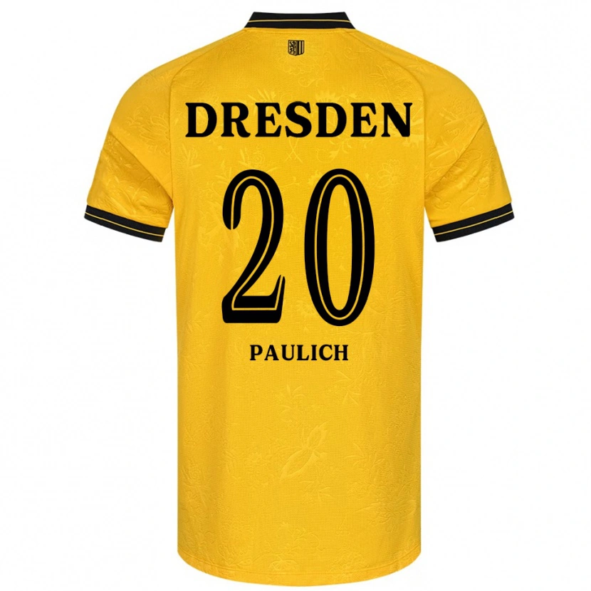 Danxen Homme Maillot Mourice Paulich #20 Jaune Noir Tenues Domicile 2025/26 T-Shirt