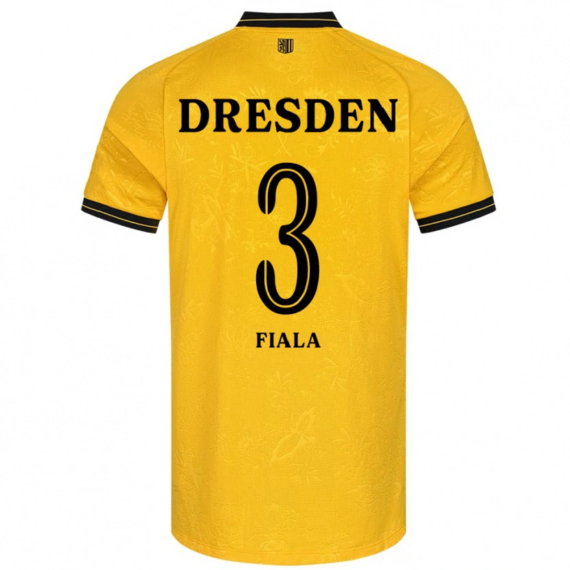 Danxen Homme Maillot Matej Fiala #3 Jaune Noir Tenues Domicile 2025/26 T-Shirt