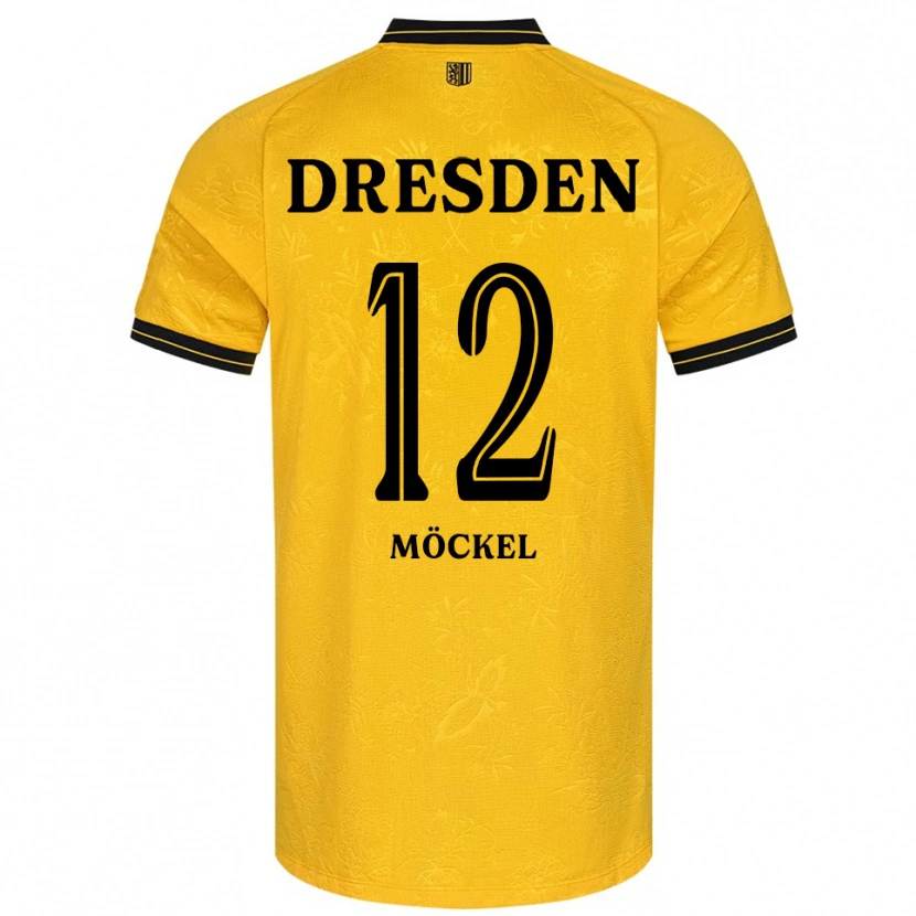 Danxen Homme Maillot Richard Möckel #12 Jaune Noir Tenues Domicile 2025/26 T-Shirt