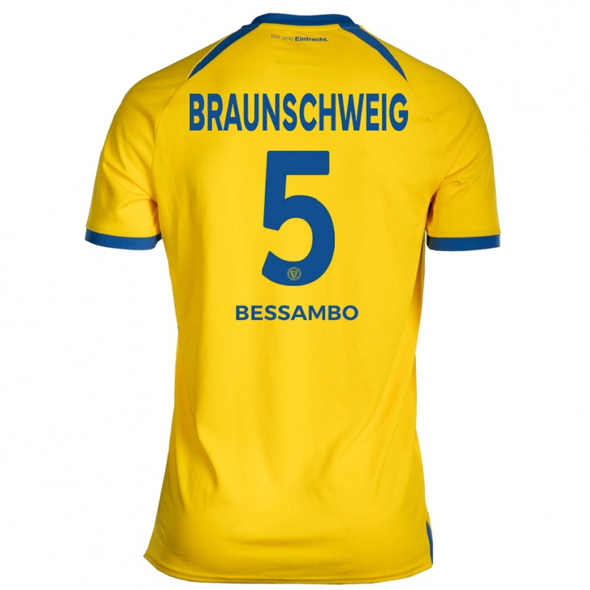 Danxen Homme Maillot Chris-Calvin Bessambo #5 Jaune Bleu Tenues Domicile 2025/26 T-Shirt