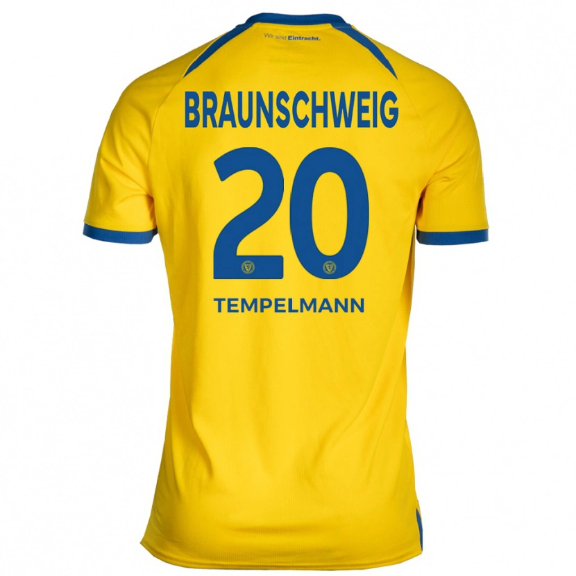 Danxen Homme Maillot Lino Tempelmann #20 Jaune Bleu Tenues Domicile 2025/26 T-Shirt