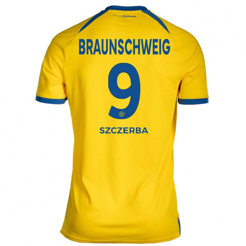 Danxen Homme Maillot Kacper Szczerba #9 Jaune Bleu Tenues Domicile 2025/26 T-Shirt