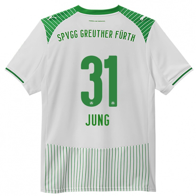 Danxen Homme Maillot Sebastian Jung #31 Blanc Vert Tenues Domicile 2025/26 T-Shirt