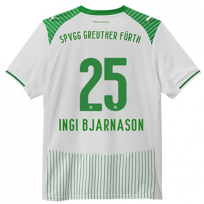 Danxen Homme Maillot Brynjar Ingi Bjarnason #25 Blanc Vert Tenues Domicile 2025/26 T-Shirt