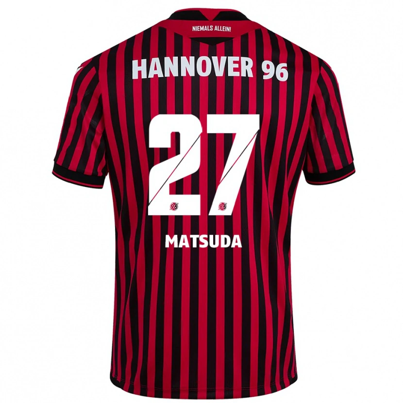 Danxen Homme Maillot Hayate Matsuda #27 Rouge Noir Tenues Domicile 2025/26 T-Shirt
