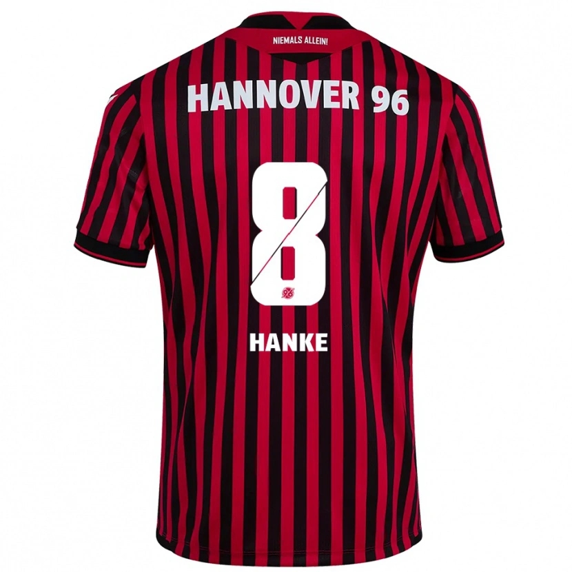 Danxen Homme Maillot Anton Hanke #8 Rouge Noir Tenues Domicile 2025/26 T-Shirt