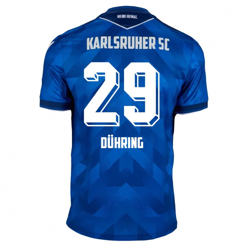 Danxen Homme Maillot Niclas Dühring #29 Bleu Blanc Tenues Domicile 2025/26 T-Shirt