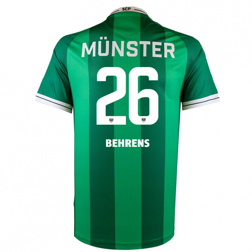 Danxen Homme Maillot Morten Behrens #26 Vert Blanc Tenues Domicile 2025/26 T-Shirt