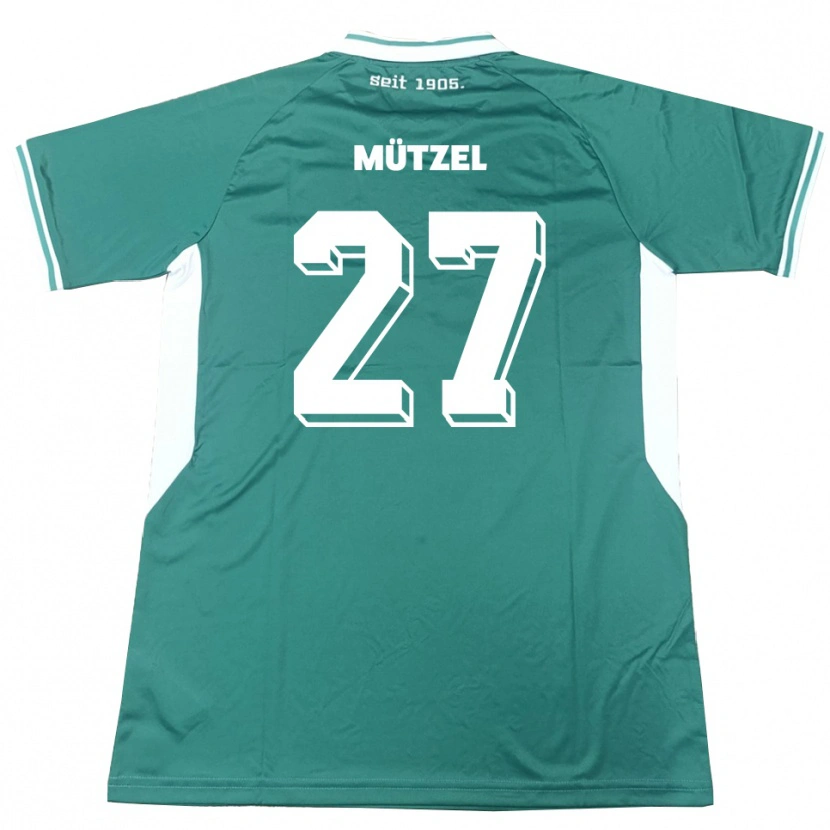 Danxen Homme Maillot Nuno Mützel #27 Vert Blanc Tenues Domicile 2025/26 T-Shirt