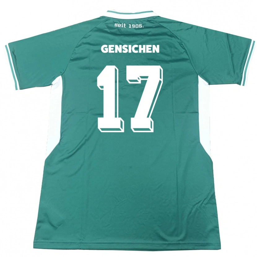 Danxen Homme Maillot Tim Gensichen #17 Vert Blanc Tenues Domicile 2025/26 T-Shirt
