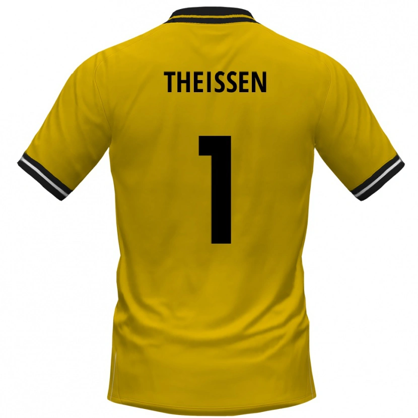 Danxen Homme Maillot Jarun Theißen #1 Jaune Noir Tenues Domicile 2025/26 T-Shirt
