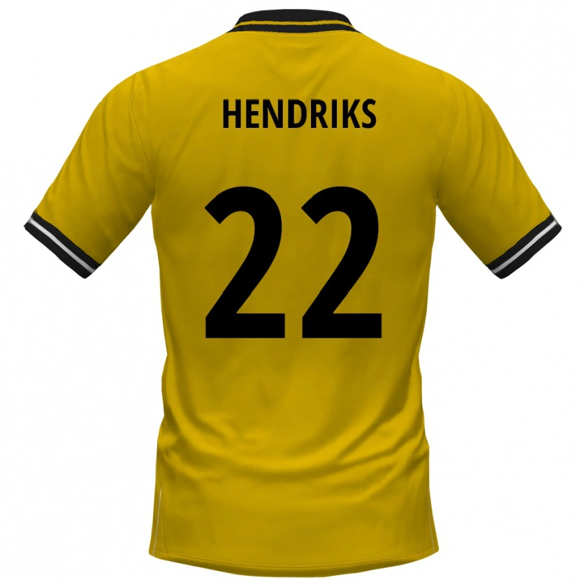 Danxen Homme Maillot Tom Hendriks #22 Jaune Noir Tenues Domicile 2025/26 T-Shirt