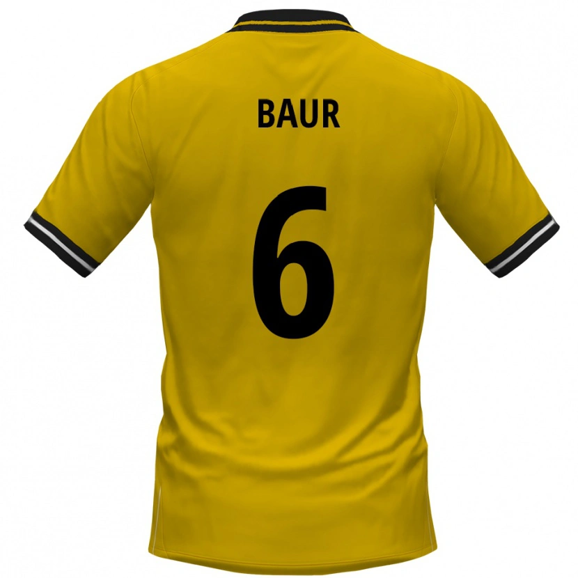 Danxen Homme Maillot Mauro Baur #6 Jaune Noir Tenues Domicile 2025/26 T-Shirt