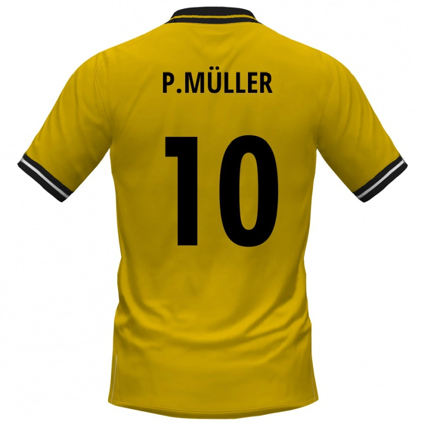 Danxen Homme Maillot Pascal Müller #10 Jaune Noir Tenues Domicile 2025/26 T-Shirt