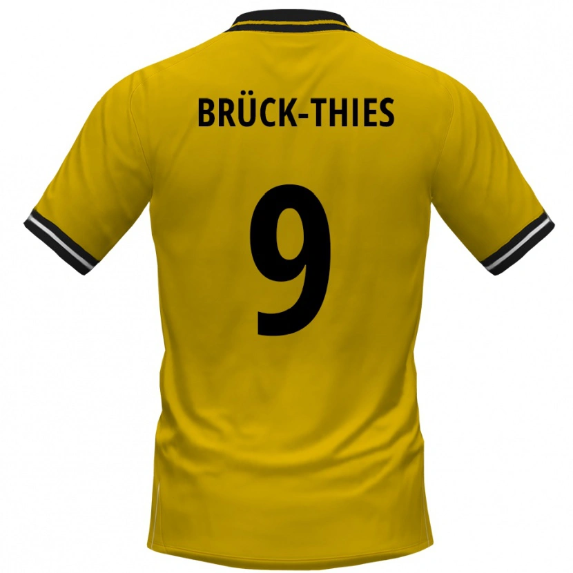 Danxen Homme Maillot Frederik Brück-Thies #9 Jaune Noir Tenues Domicile 2025/26 T-Shirt