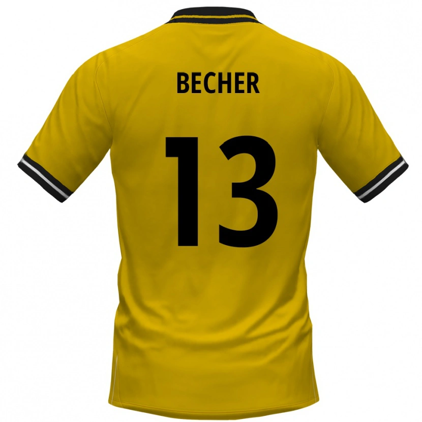 Danxen Homme Maillot Kjell Becher #13 Jaune Noir Tenues Domicile 2025/26 T-Shirt