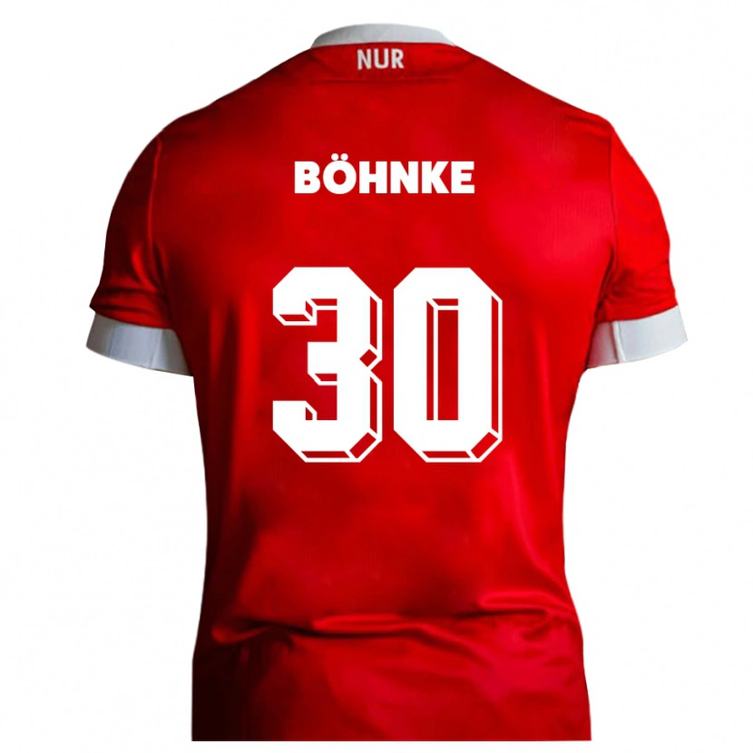 Danxen Homme Maillot Max Böhnke #30 Rouge Blanc Tenues Domicile 2025/26 T-Shirt