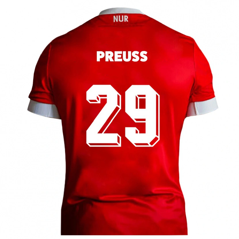 Danxen Homme Maillot Marlon Preuß #29 Rouge Blanc Tenues Domicile 2025/26 T-Shirt
