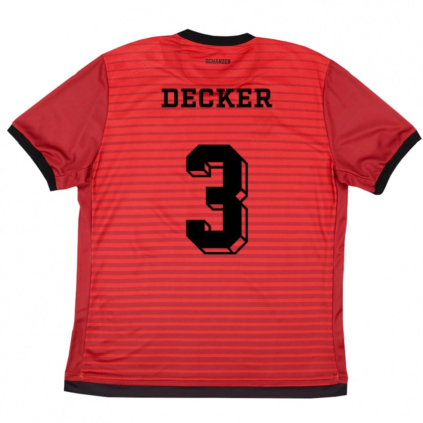 Danxen Homme Maillot Elias Decker #3 Rouge Noir Tenues Domicile 2025/26 T-Shirt