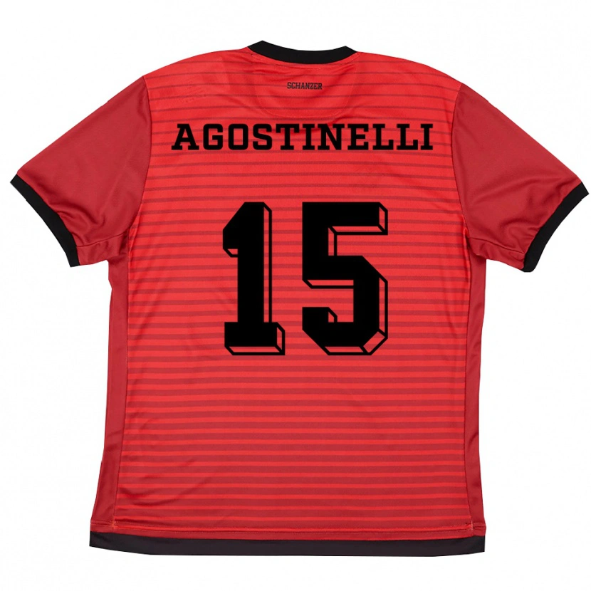 Danxen Homme Maillot Massimo Agostinelli #15 Rouge Noir Tenues Domicile 2025/26 T-Shirt