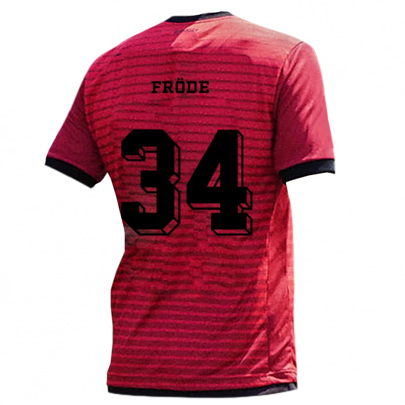 Danxen Homme Maillot Lukas Fröde #34 Rouge Noir Tenues Domicile 2025/26 T-Shirt