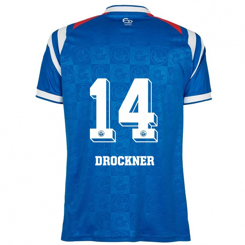 Danxen Homme Maillot Malin Drockner #14 Bleu Blanc Rouge Tenues Domicile 2025/26 T-Shirt
