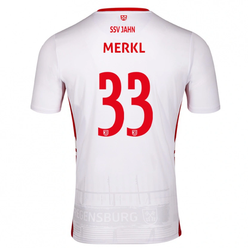 Danxen Homme Maillot Maurice Merkl #33 Blanc Rouge Tenues Domicile 2025/26 T-Shirt