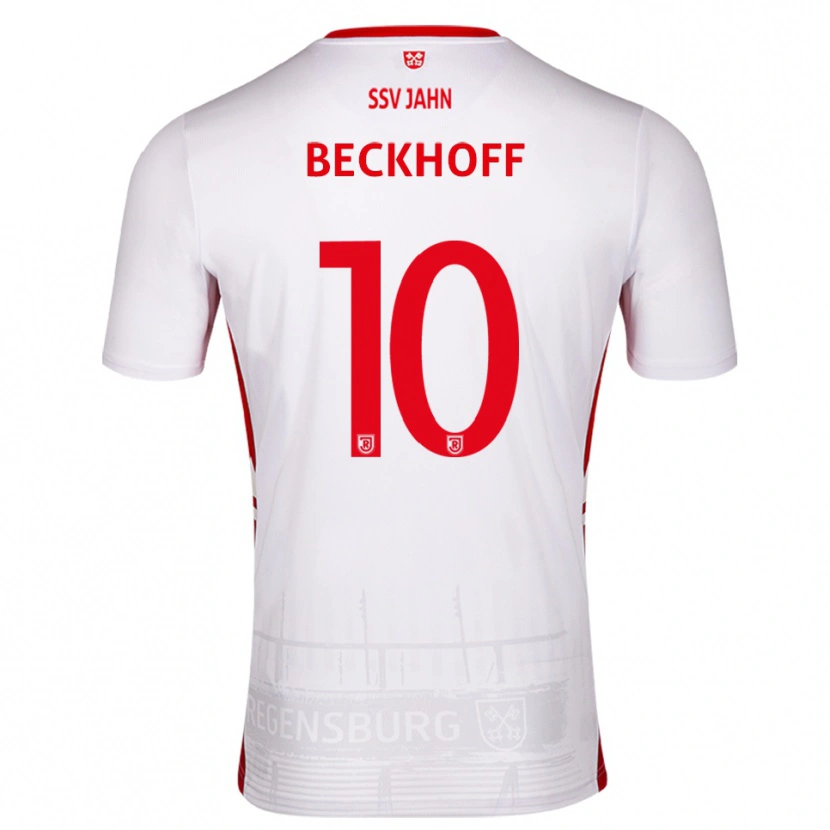 Danxen Homme Maillot Phil Beckhoff #10 Blanc Rouge Tenues Domicile 2025/26 T-Shirt